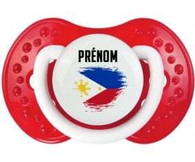 Drapeau effet pinceau Philippines avec prénom Sucette LOVI Dynamic Blanc-rouge classique