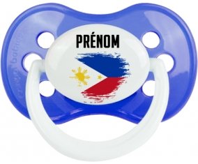 Drapeau effet pinceau Philippines avec prénom Tétine Anatomique Bleu classique