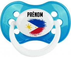 Drapeau effet pinceau Philippines avec prénom Tétine Anatomique Cyan classique