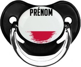 Drapeau effet pinceau Pologne avec prénom Sucette Physiologique Noir classique