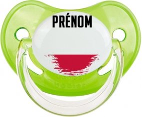 Drapeau effet pinceau Pologne avec prénom Sucette Physiologique Vert classique