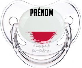 Drapeau effet pinceau Pologne avec prénom Sucette Physiologique Transparent classique