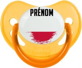 Drapeau effet pinceau Pologne avec prénom Sucette Physiologique Jaune phosphorescente