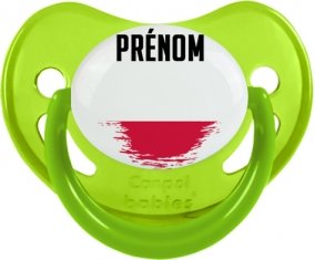 Drapeau effet pinceau Pologne avec prénom Sucette Physiologique Vert phosphorescente