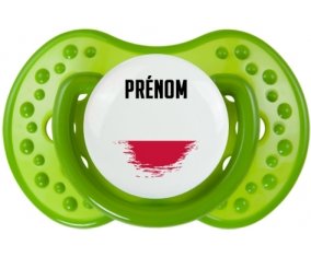 Drapeau effet pinceau Pologne avec prénom Sucette LOVI Dynamic Vert classique