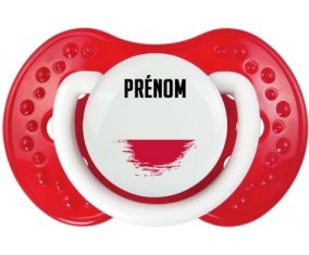 Drapeau effet pinceau Pologne avec prénom Sucette LOVI Dynamic Blanc-rouge classique