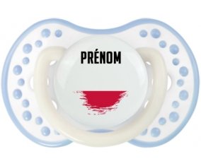 Drapeau effet pinceau Pologne avec prénom Sucette LOVI Dynamic Blanc-cyan classique