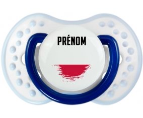 Drapeau effet pinceau Pologne avec prénom Sucette LOVI Dynamic Marine-blanc-bleu classique