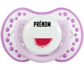 Drapeau effet pinceau Pologne avec prénom Sucette LOVI Dynamic Blanc-mauve classique