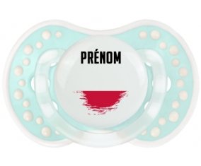 Drapeau effet pinceau Pologne avec prénom Sucette LOVI Dynamic Retro-turquoise-lagon classique