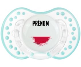 Drapeau effet pinceau Pologne avec prénom Sucette LOVI Dynamic Retro-blanc-lagon classique