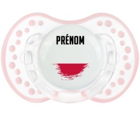 Drapeau effet pinceau Pologne avec prénom Sucette LOVI Dynamic Retro-blanc-rose-tendre classique