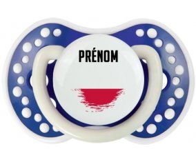 Drapeau effet pinceau Pologne avec prénom Sucette LOVI Dynamic Bleu-marine phosphorescente