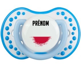 Drapeau effet pinceau Pologne avec prénom Sucette LOVI Dynamic Blanc-bleu phosphorescente