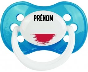 Drapeau effet pinceau Pologne avec prénom Sucette Anatomique Cyan classique