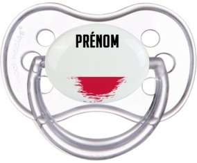 Drapeau effet pinceau Pologne avec prénom Sucette Anatomique Transparente classique