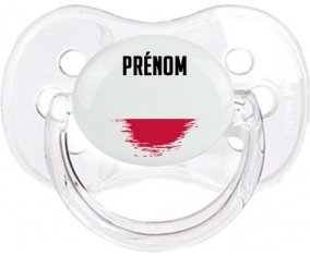 Drapeau effet pinceau Pologne avec prénom Tétine Cerise Transparent classique