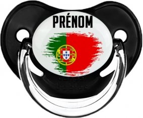 Drapeau effet pinceau le Portugal avec prénom Tétine Physiologique Noir classique