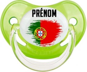 Drapeau effet pinceau le Portugal avec prénom Tétine Physiologique Vert classique