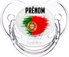 Drapeau effet pinceau le Portugal avec prénom Tétine Physiologique Transparent classique