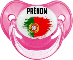 Drapeau effet pinceau le Portugal avec prénom Tétine Physiologique Rose classique
