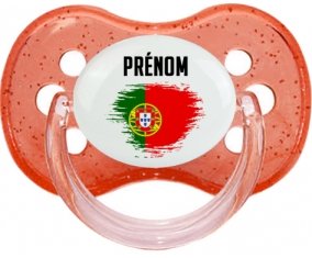 Drapeau effet pinceau le Portugal avec prénom Sucete Cerise Rouge à paillette