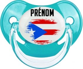 Drapeau effet pinceau Porto Rico avec prénom : Sucette Physiologique personnalisée