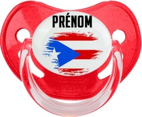 Drapeau effet pinceau Porto Rico avec prénom Sucete Physiologique Rouge à paillette