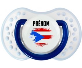 Drapeau effet pinceau Porto Rico avec prénom Tétine LOVI Dynamic Marine-blanc-bleu classique