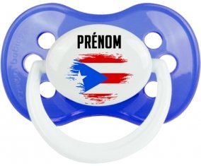 Drapeau effet pinceau Porto Rico avec prénom : Sucette Anatomique personnalisée