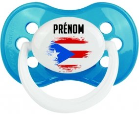 Drapeau effet pinceau Porto Rico avec prénom Sucette Anatomique Cyan classique