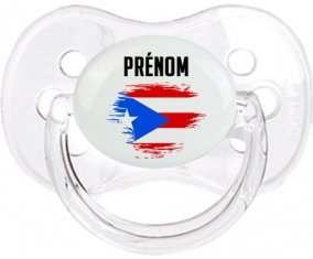 Drapeau effet pinceau Porto Rico avec prénom Sucette Cerise Transparent classique