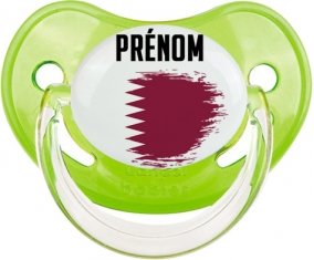 Drapeau effet pinceau Qatar avec prénom Sucette Physiologique Vert classique