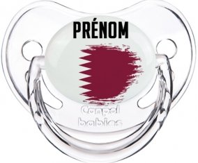 Drapeau effet pinceau Qatar avec prénom Sucette Physiologique Transparent classique