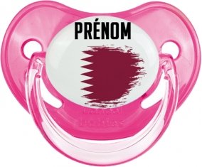 Drapeau effet pinceau Qatar avec prénom Sucette Physiologique Rose classique