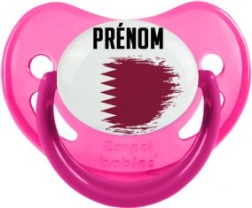 Drapeau effet pinceau Qatar avec prénom Sucette Physiologique Rose phosphorescente