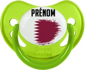 Drapeau effet pinceau Qatar avec prénom Sucette Physiologique Vert phosphorescente