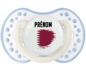 Drapeau effet pinceau Qatar avec prénom Sucette LOVI Dynamic Blanc-cyan classique