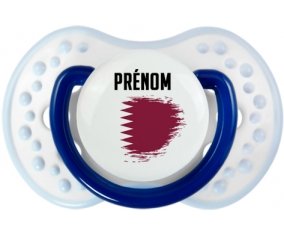 Drapeau effet pinceau Qatar avec prénom Sucette LOVI Dynamic Marine-blanc-bleu classique