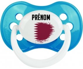 Drapeau effet pinceau Qatar avec prénom Tétine Anatomique Cyan classique