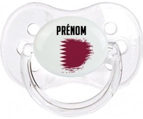 Drapeau effet pinceau Qatar avec prénom Sucette Cerise Transparent classique