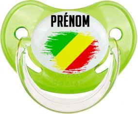 Drapeau effet pinceau République du Congo avec prénom Sucette Physiologique Vert classique