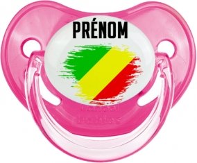 Drapeau effet pinceau République du Congo avec prénom Sucette Physiologique Rose classique