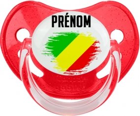 Drapeau effet pinceau République du Congo avec prénom Sucette Physiologique Rouge à paillette