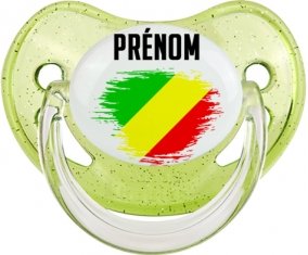 Drapeau effet pinceau République du Congo avec prénom Sucette Physiologique Vert à paillette