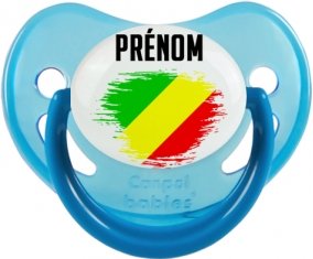 Drapeau effet pinceau République du Congo avec prénom Sucette Physiologique Bleue phosphorescente