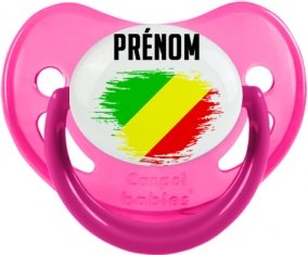 Drapeau effet pinceau République du Congo avec prénom Sucette Physiologique Rose phosphorescente