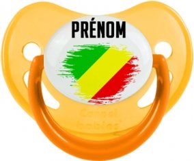 Drapeau effet pinceau République du Congo avec prénom Sucette Physiologique Jaune phosphorescente
