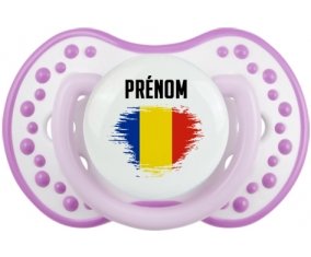 Drapeau effet pinceau Roumanie avec prénom Sucete LOVI Dynamic Blanc-mauve classique