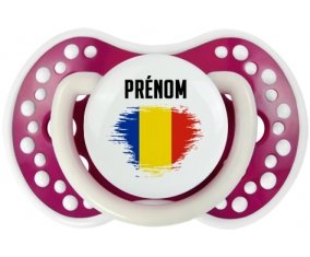 Drapeau effet pinceau Roumanie avec prénom Sucete LOVI Dynamic Fuchsia phosphorescente